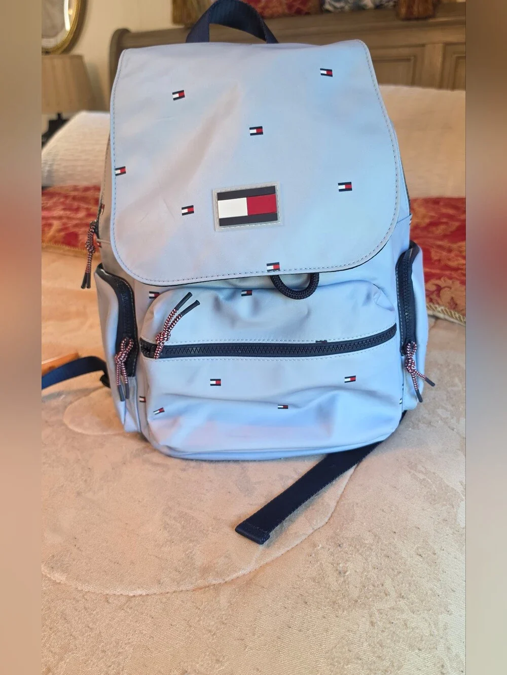 Tommy Hilfiger Light Blue Logo Backpack - Men's Bag